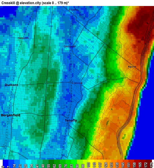 Cresskill elevation map