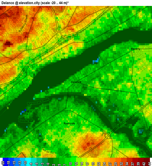 Delanco elevation map