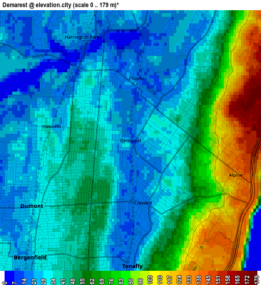 Demarest elevation map