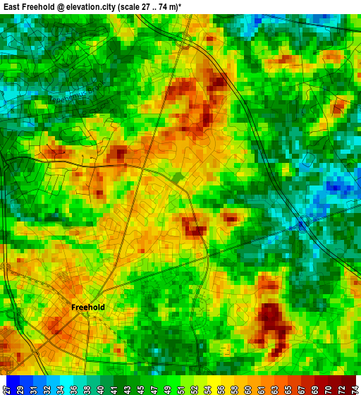 East Freehold elevation map