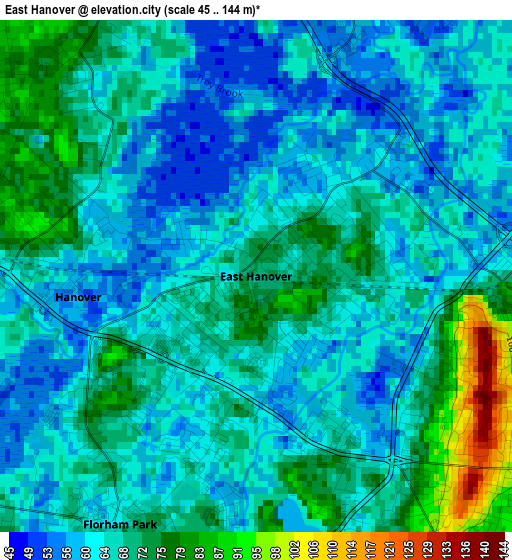 East Hanover elevation map