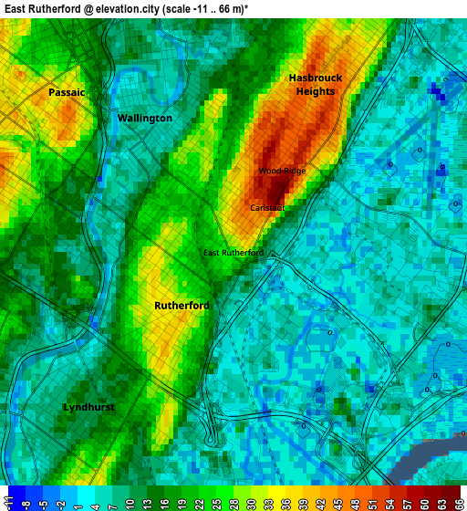 East Rutherford elevation map