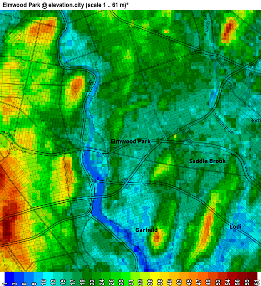 Elmwood Park elevation map