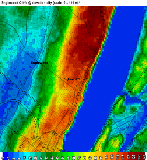 Englewood Cliffs elevation map