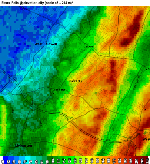 Essex Fells elevation map