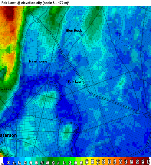 Fair Lawn elevation map