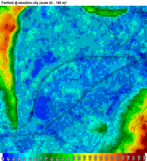 Fairfield elevation map