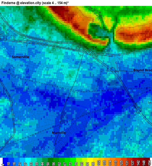 Finderne elevation map