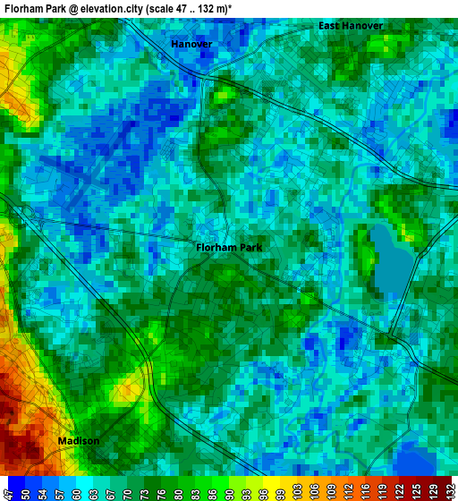 Florham Park elevation map