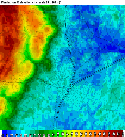 Flemington elevation map