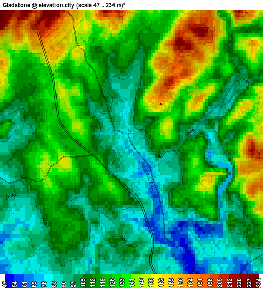 Gladstone elevation map