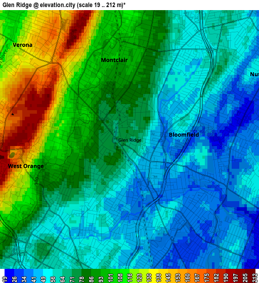 Glen Ridge elevation map