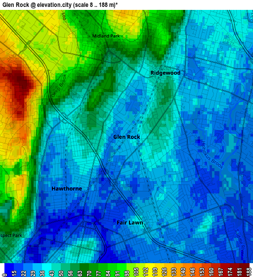 Glen Rock elevation map