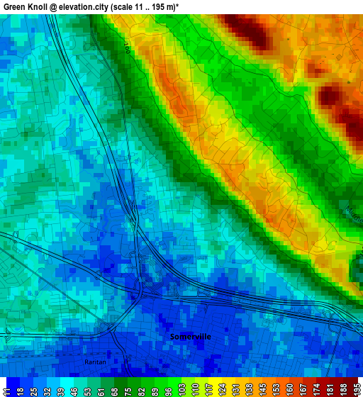 Green Knoll elevation map