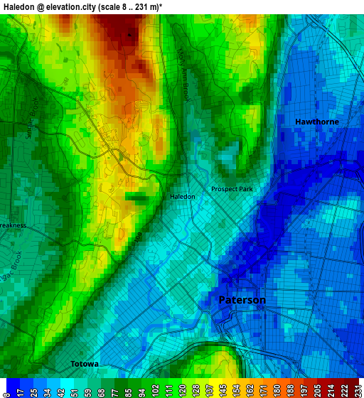 Haledon elevation map