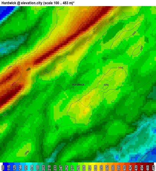 Hardwick elevation map