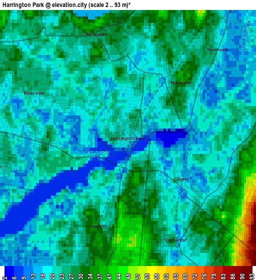 Harrington Park elevation map