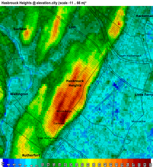 Hasbrouck Heights elevation map