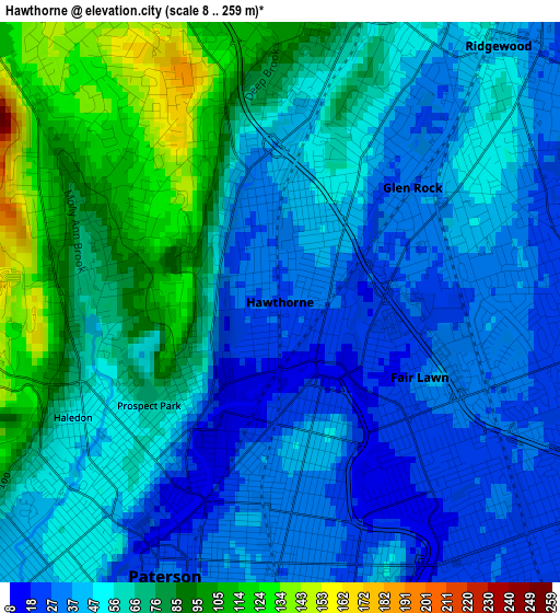 Hawthorne elevation map