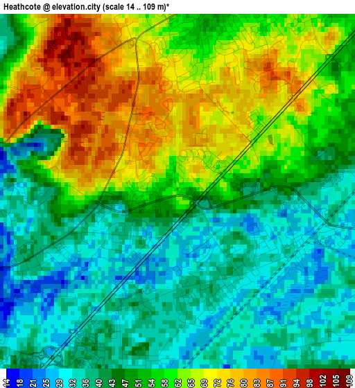 Heathcote elevation map