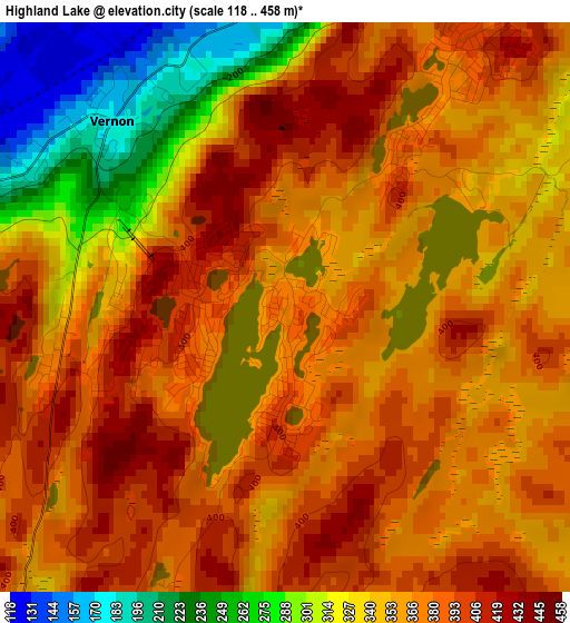 Highland Lake elevation map