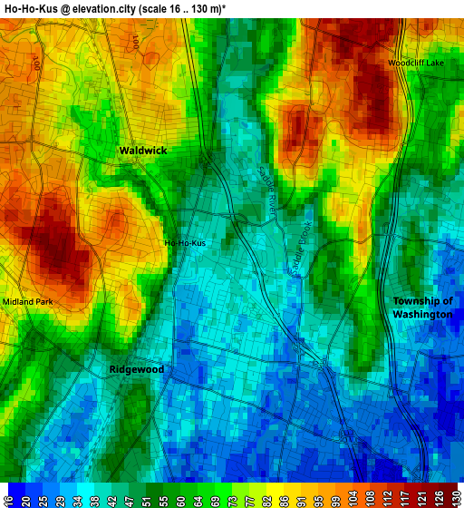 Ho-Ho-Kus elevation map