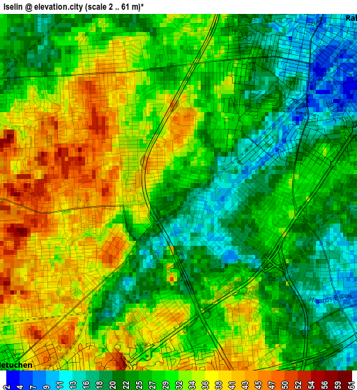 Iselin elevation map