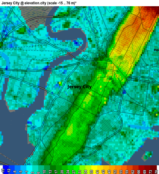 Jersey City elevation map