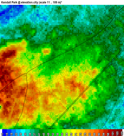 Kendall Park elevation map