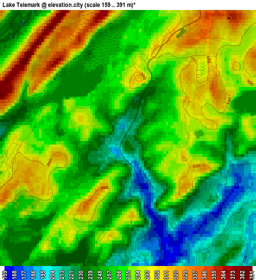 Lake Telemark elevation map