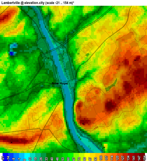 Lambertville elevation map