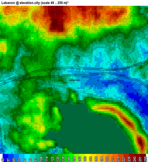 Lebanon elevation map