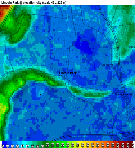 Lincoln Park elevation map