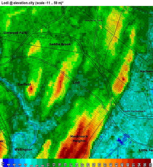 Lodi elevation map