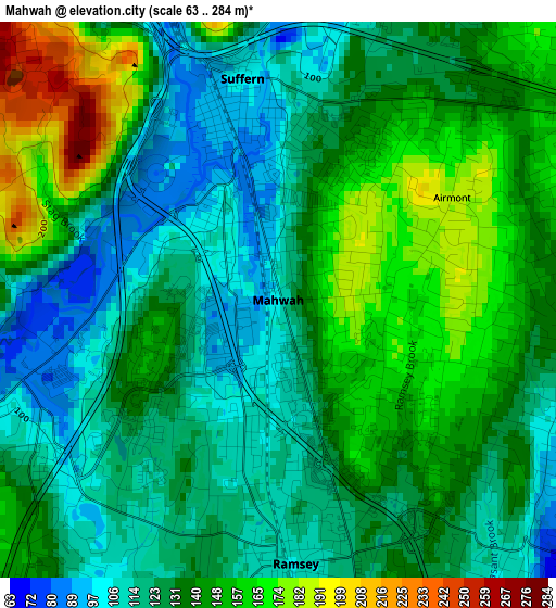 Mahwah elevation map