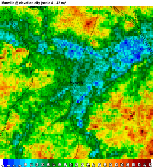 Manville elevation map