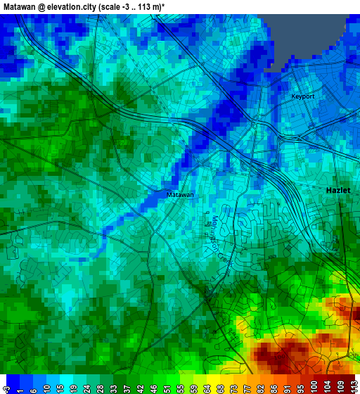 Matawan elevation map