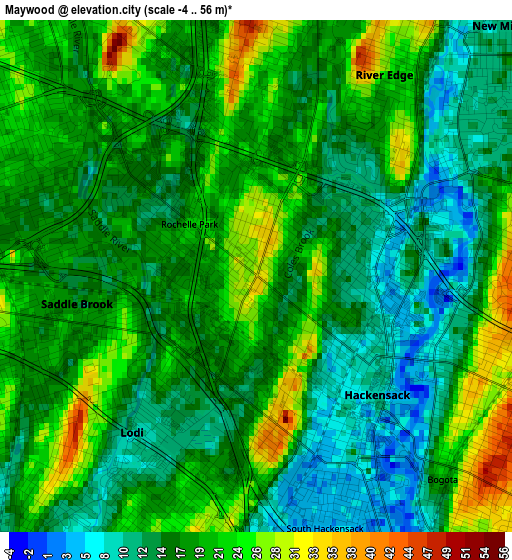 Maywood elevation map