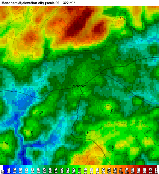 Mendham elevation map