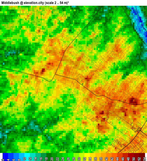 Middlebush elevation map