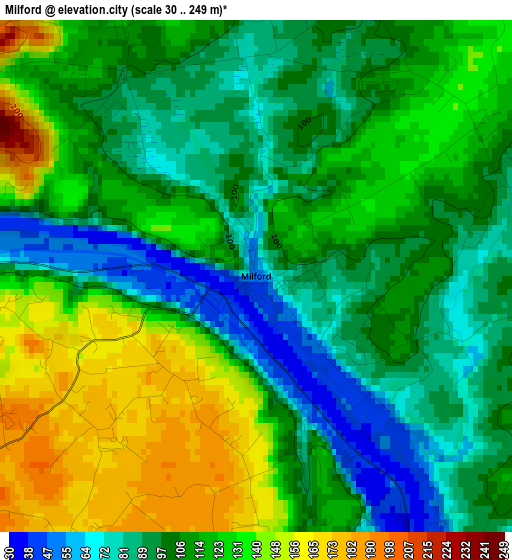 Milford elevation map