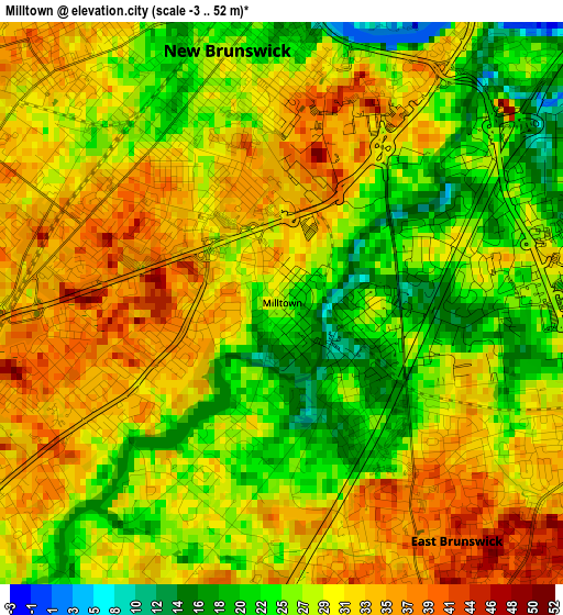 Milltown elevation map