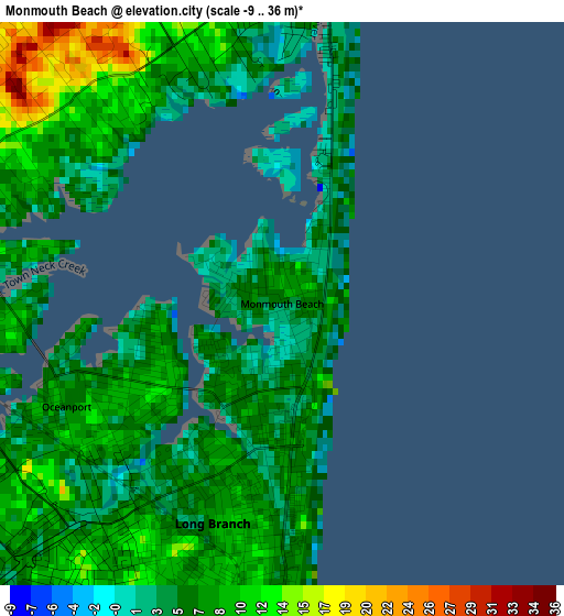 Monmouth Beach elevation map