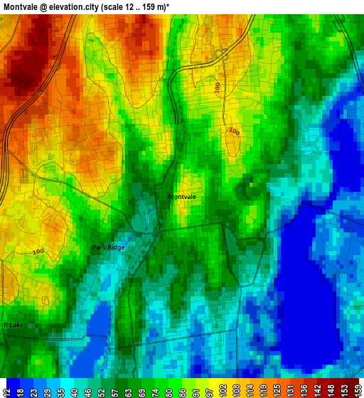 Montvale elevation map