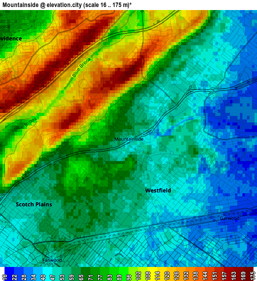 Mountainside elevation map