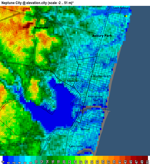 Neptune City elevation map