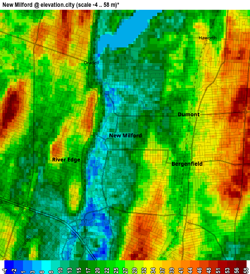 New Milford elevation map