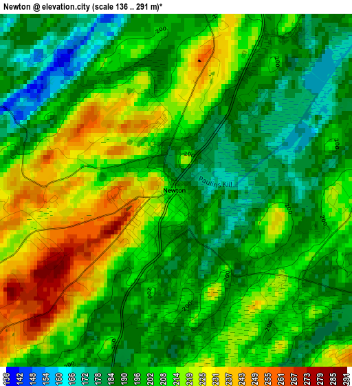 Newton elevation map