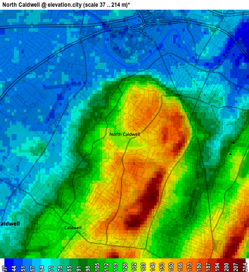 North Caldwell elevation map