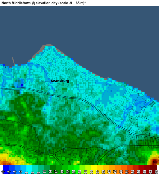 North Middletown elevation map